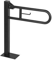 Barra de apoyo abatible vertical con columna fija de acero inox. negro