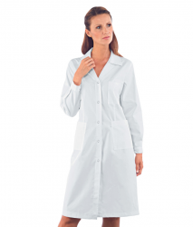 Bata clásica señora, color blanco, 65% poliéster, 35% algodón, 190gr, varias tallas | Batas Consulta