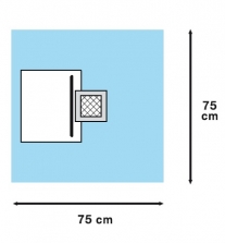 Champ ophtalmique zone d'incision avec sac 75x75 cm
