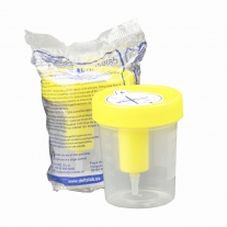 Conjunto de frasco de 120 ml (57 x 73 mm) en polipropileno y tubo de vacío | BOTES PARA RECOGIDA DE ORINA