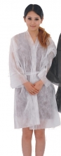 Bata kimono polipropileno, 30 gr, con cintas y bolsillo. Color blanco, talla XL. Bolsa de 10 unidades