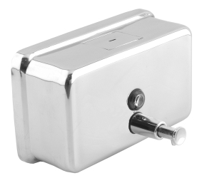 Dispensador de jabón líquido manual horizontal de acero inoxidable 1,1 L