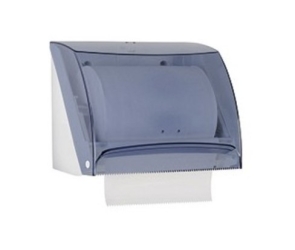 Dispensador de papel toalha em bobina. Polipropileno branco/fumê.
