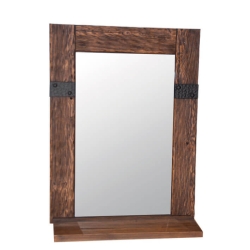 Espejo rectangular fijo y rústico con repisa