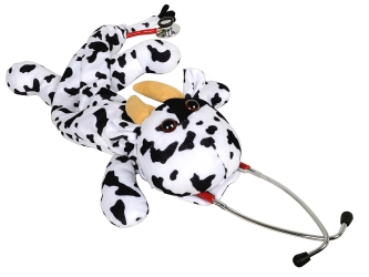 Funda para fonendoscopio de uso pediátrico con forma de vaca