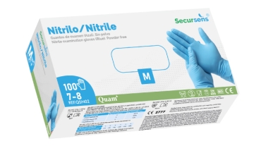 Guantes de nitrilo azul sin polvo Secursens. Talla XS. Caja de 100 unidades | Guantes de nitrilo sin polvo