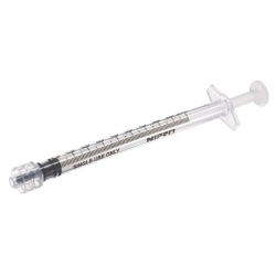 Seringa Nipro 3 corpos 1ml Luer Lock, sem resíduo. Caixa de 100u.