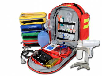 Kit de emergencia completo en bolsa roja, 40 x 25 x 47 cm