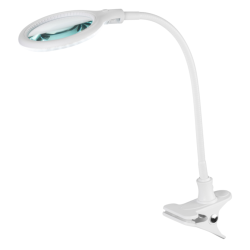 Lámpara LED portátil con lupa de 5 dioptrías. Anclaje a mesa