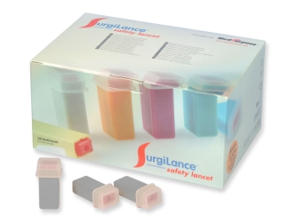 Lancette de sécurité automatique, profondeur de pénétration de 1 mm, G26, boîte de 100 unités.