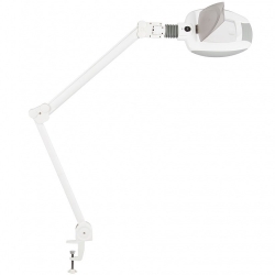 Lámpara lupa LED de luz fría con lupa de 3 aumentos y punto focal de 5 aumentos, modelo 1005T. Mordaza para mesa