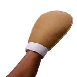 Gant anti-escarres en laine, couleur beige. Taille unique.