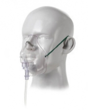 Mascarilla transparente de adulto con ajuste nasal, línea de oxígeno de 2.1 m y línea para monitorización de CO2 con filtro | Respiración / Traquetomía