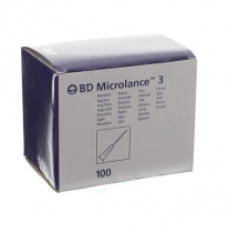 Aguja hipodérmica BD Microlance 1,6 mm x40 mm. 16G 1 1/2. Caja de 100