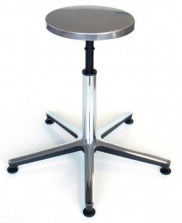 Taburete circular con asiento de acero inox y base de aluminio | Taburetes médicos