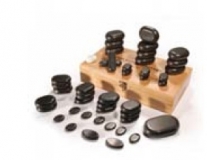 Set de 45 piedras calientes de basalto, en caja de madera | PIEDRAS DE BASALTO