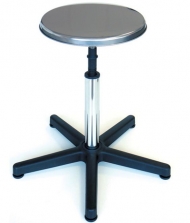 Taburete circular con asiento de acero inox y base de plástico | Taburetes médicos