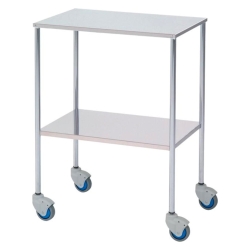 Mesa auxiliar de acero cromado con 2 estantes, 60x40x80cm