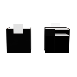 Balcão de recepção Cube Black, 90x50x110cm. Frente branca