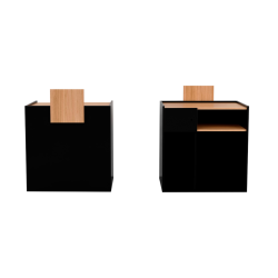 Balcão de recepção Cube Black de pé, 90x50x110cm. Frente de madeira