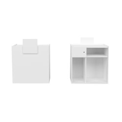 Balcão de recepção Cube White, 90x50x110cm. Frente branca.