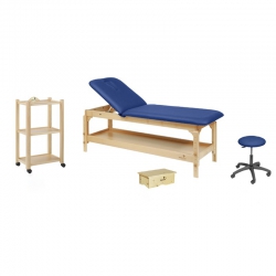 Pack mobiliario de madera natural con camilla de 2 cuerpos. Varios colores