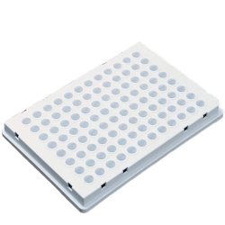Placa de 96 pocillos de 100μl con faldón, color blanco. Caja de 50 unidades | Microtubos y placas