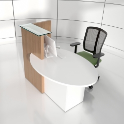 Recepção de design ÓVALO, balcão inferior esquerdo. Várias opções.