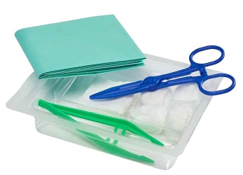 Ensemble de soins stériles MediSet avec pince Kocher et champ imperméable
