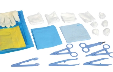 Set de suturas estéril con porta agujas, fórceps y pinzas Kelly | SETS DE UN SOLO USO