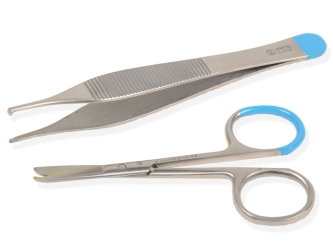 Set de suturas estéril con pinza Adson y tijeras para ligaduras Spencer | Pinzas Kochers