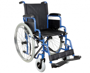 Folding wheelchair with 51cm wide seat, detachable footrest and wheels