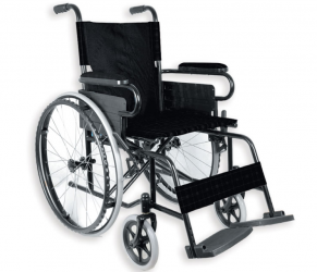 Silla de ruedas plegable con asiento de 41 cm de nylon negro | SILLAS DE RUEDAS