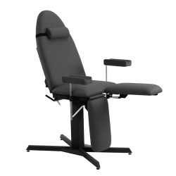 Fixed armchair with adjustable armrests, black base. Various colors.