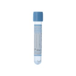Tube d'extraction de sang par aspiration de 2,7 ml avec citrate de sodium à 3,8%. Boîte de 100 unités.