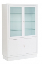 Vitrine en acier peint, 100 x 40 x 160 cm trois étagères et socle en acier peint
