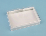 Caja de plástico para 25 portaobjetos con tapa transparente y extraíble