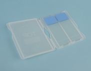 Caja de plástico para 2 portaobjetos con apertura bisagra
