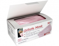 Mascarilla 3 capas con elásticos color rosa (Caja de 50 unidades)