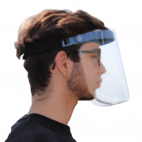 Pantalla facial protectora (EPI) de policarbonato transparente, reutilizable
